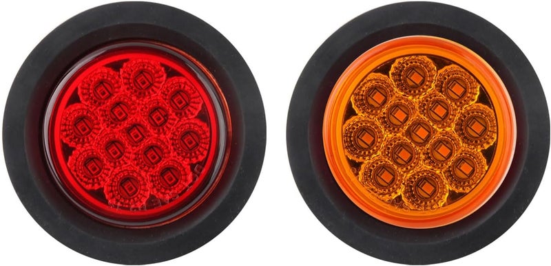Partswcgg أضواء علامة LED دائرية 2.5 بوصة مع 13 LED عاكس، 8 برتقالي + 8 أحمر 2 1/2 بوصة في أضواء علامة مقطورة دائرية، أضواء جانبية للسيارات مع تركيبات مطاطية مقاومة للماء، مع أسلاك مزدوجة - Image 2